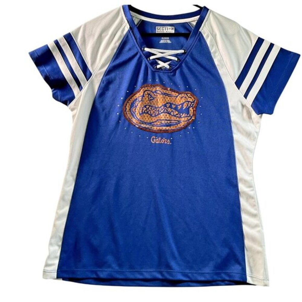 Florida‎ Gators Shirt Womens XL NCAA Football Lace Up Tee Majestic College